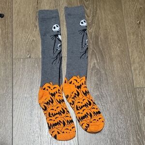 Gray and Orange Halloween Socks